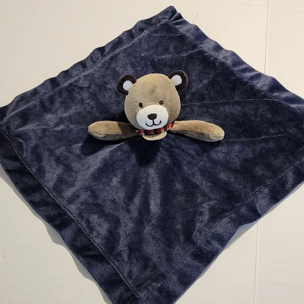 Carter's first bear plush lovey security blanket rattle  navy blue